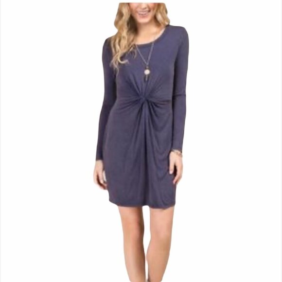 COS Long Sleeve Twist Front Cotton Midi Dress - Picture 1 of 13